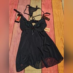 NEW XL Rachel Roy Dark Teal Soft Cup Babydoll Set #0356